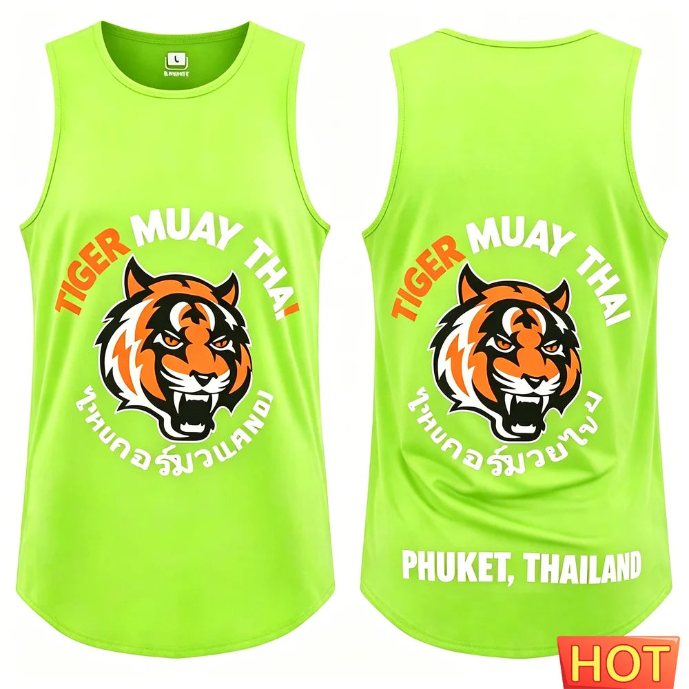 Men’s Muay Thai Tiger Graphic Tank Top – Athletic Athletic Sleeveless Vest
