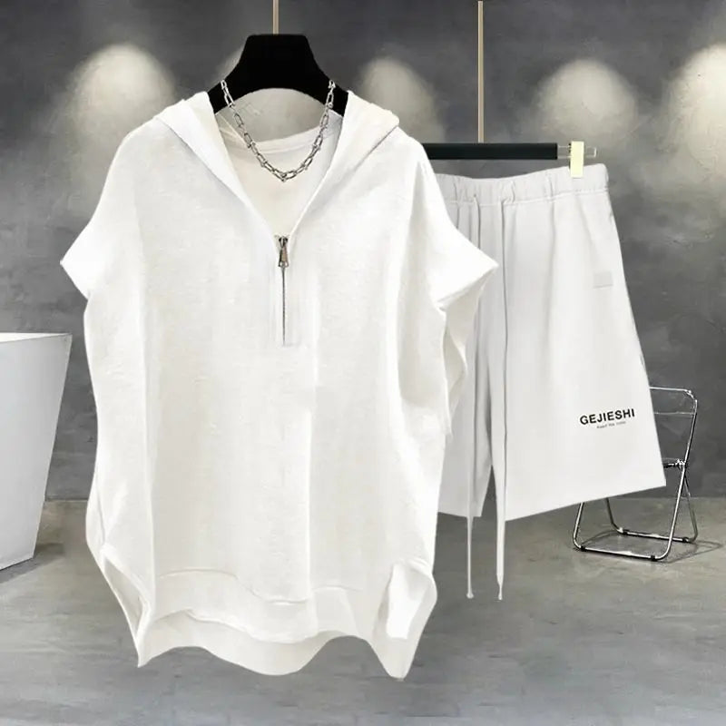 Men's Korean Streetwear Loose Sports Shorts Set