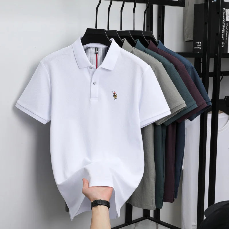 Men's 100% Cotton Embroidered Golf Polo Shirt