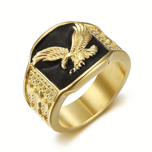 Huitan Unique Bright Eagle Unisex Rings Gorgeous Hip Hop Party Jewelry for Men/Women Chic Fashion Punk Stylish Finger Accessory