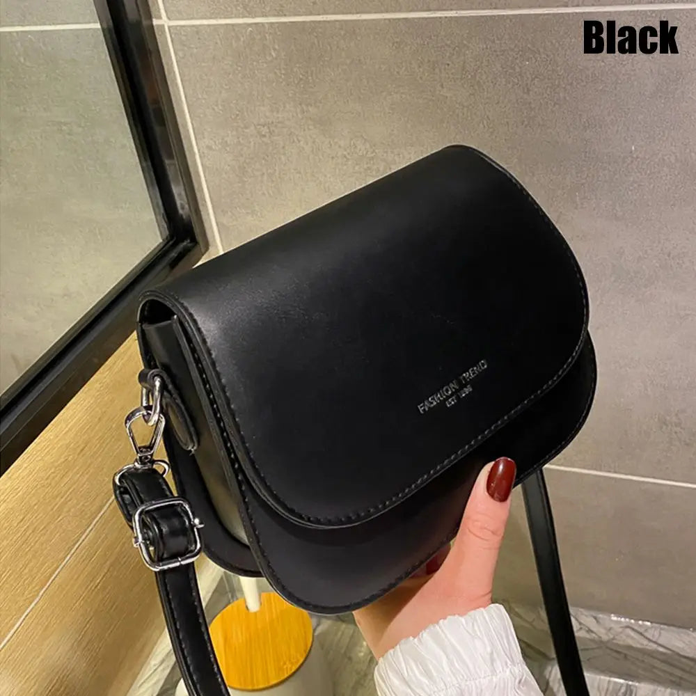 Women's Minimalist Solid Color Saddle Shoulder & Crossbody Flap Bag