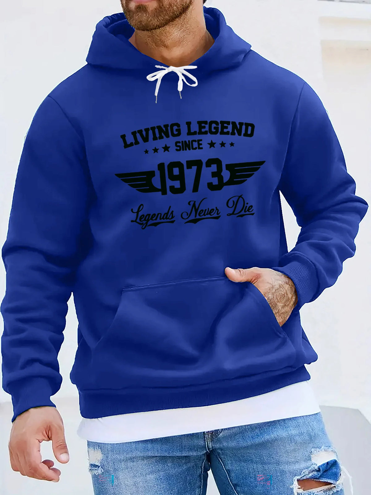 Men’s Retro 1973 Graphic Hoodie – Loose Fit Fall/Winter Fleece Pullover