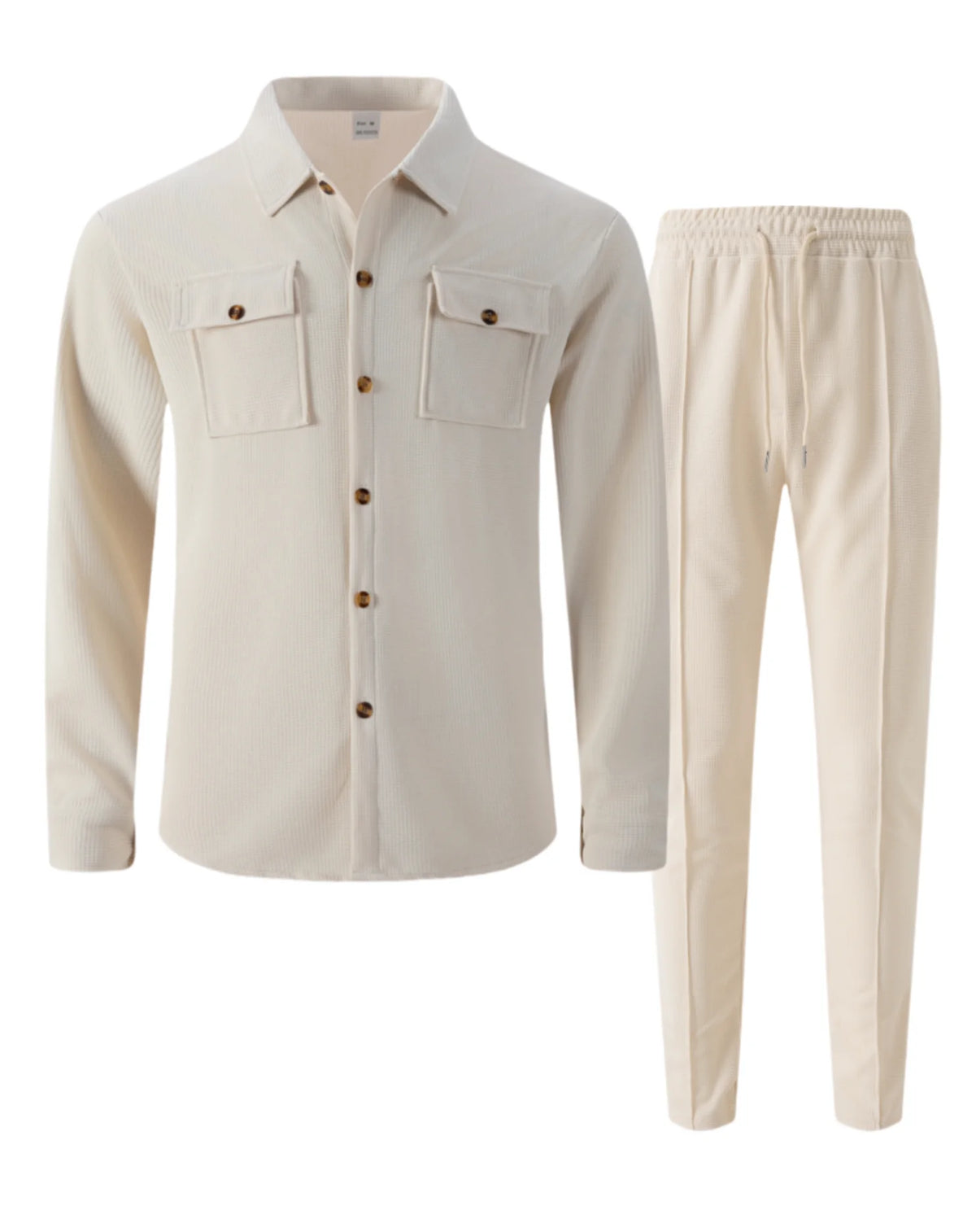 Men's Waffle Check Button Jacket & Pants Set