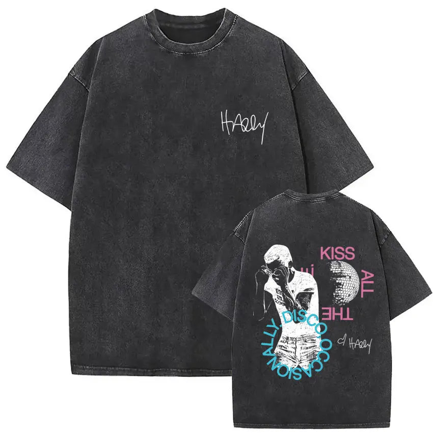 Retro Washed Harry Styles T-shirt Men Women O-Neck Oversized Cotton T Shirt Tops