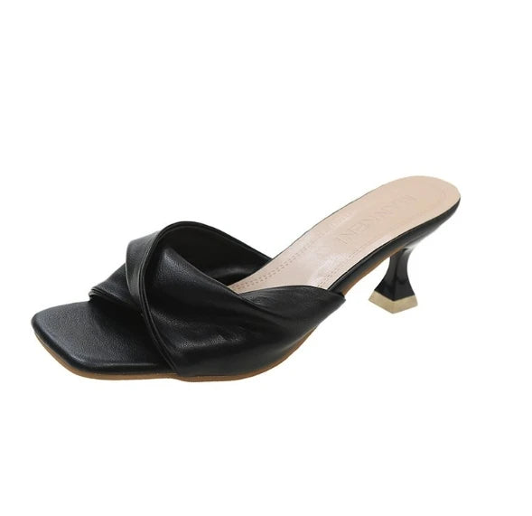 Women's Sexy Pointed-Toe Mixed-Color Mule Stiletto Heels | Summer Party Slip-On Slides