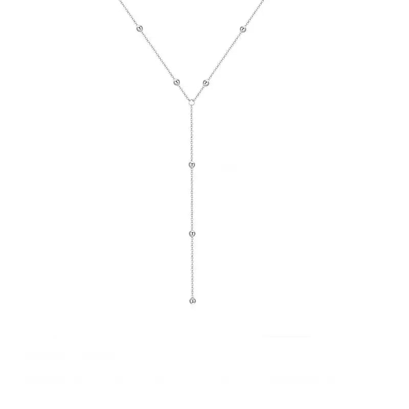 Vintage Gold-Tone Geometric Bead & Tassel Lariat Drop Necklace