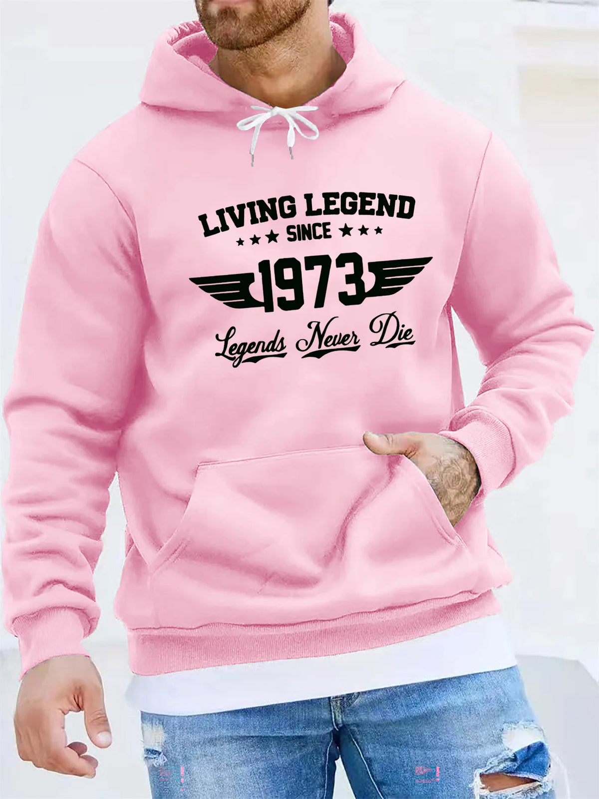 Men’s Retro 1973 Graphic Hoodie – Loose Fit Fall/Winter Fleece Pullover