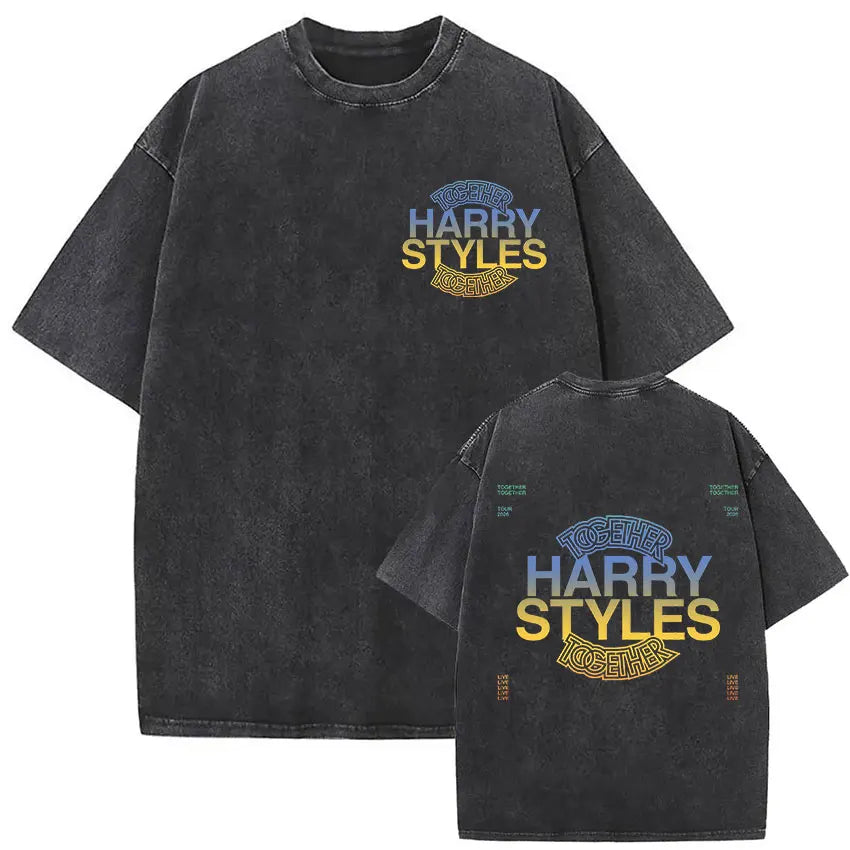 Retro Washed Harry Styles T-shirt Men Women O-Neck Oversized Cotton T Shirt Tops