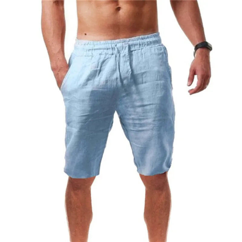Men's Breathable Cotton Solid Color Casual Shorts