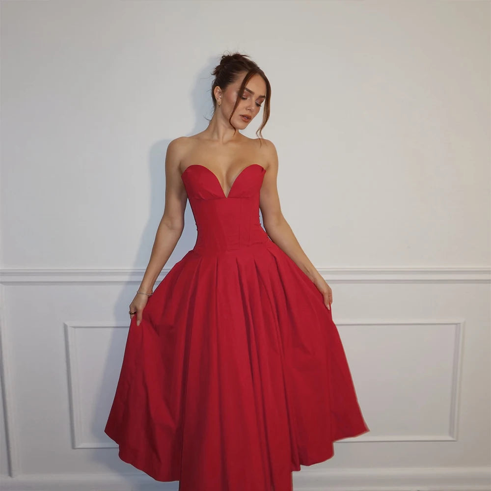 Women's Strapless Fit-and-Flare Formal Party Maxi Dress