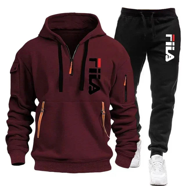 Men's Hooded Sportswear Tracksuit Set (Pullover Hoodie & Matching Joggers)
