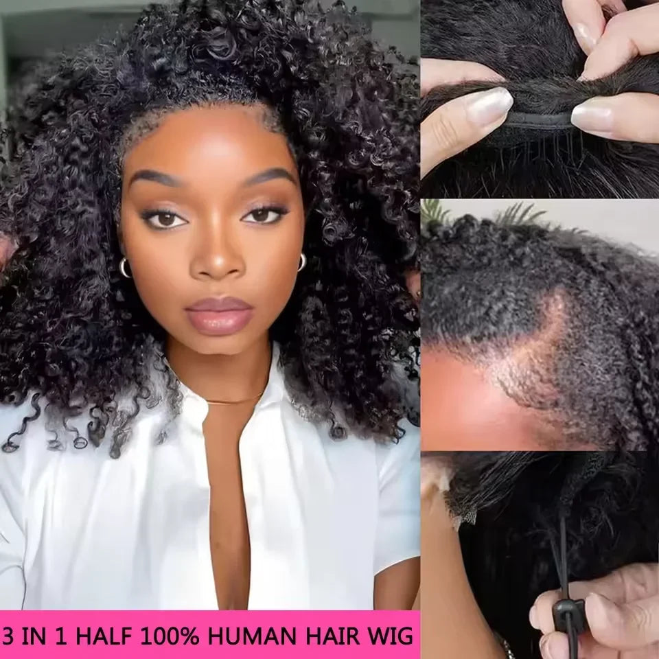 FlexiCurl™ 3-in-1 Peruvian Glueless Half-Wig