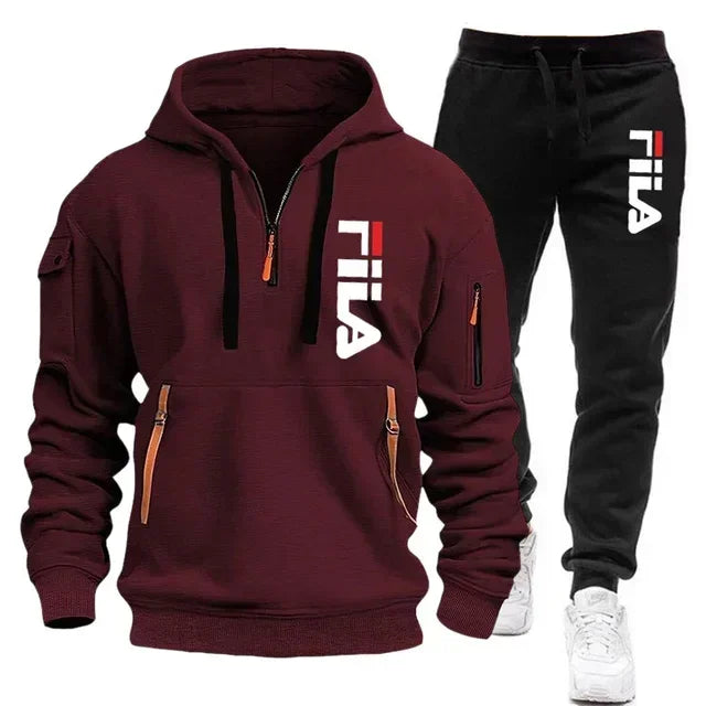 Men's Hooded Sportswear Tracksuit Set (Pullover Hoodie & Matching Joggers)