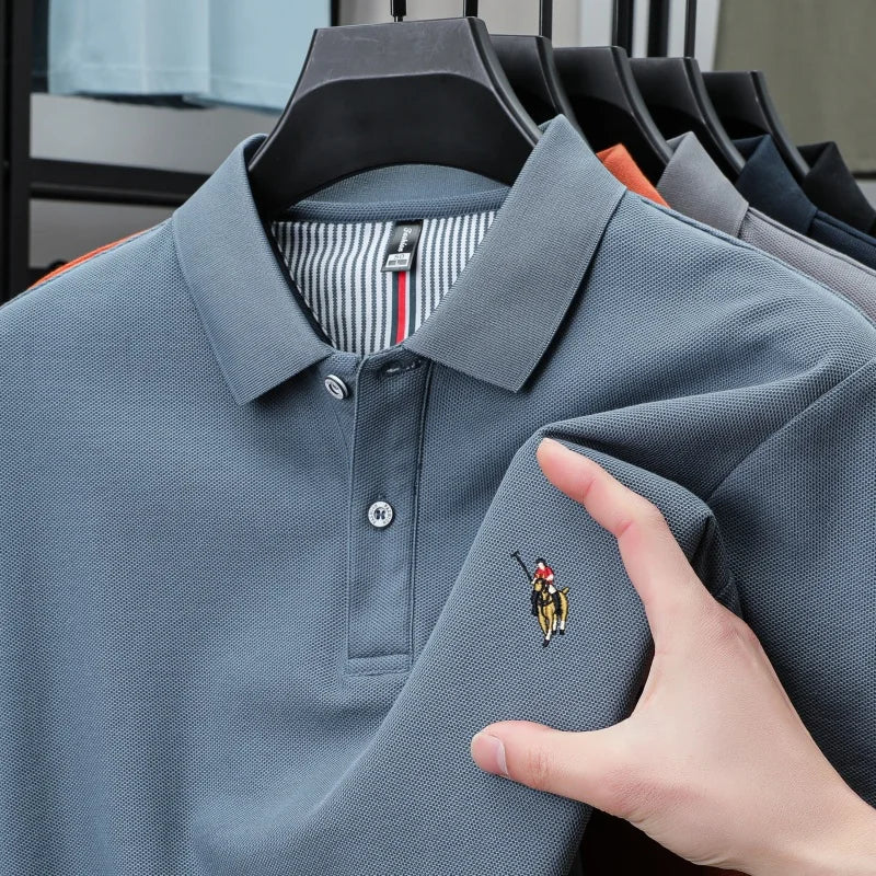 Men's 100% Cotton Embroidered Golf Polo Shirt