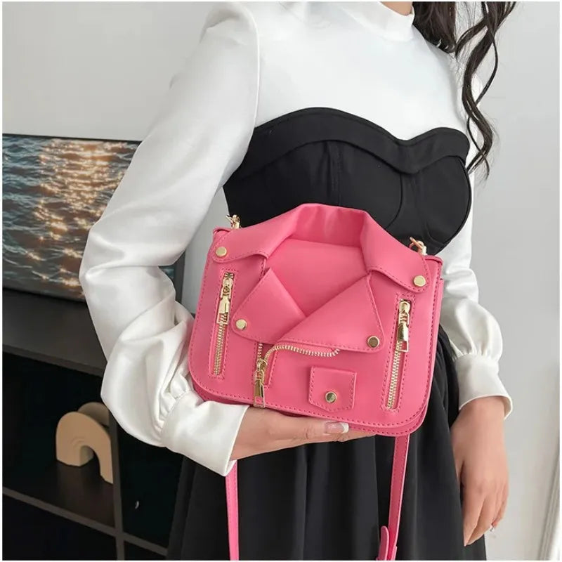 Women's Leather Jacket Style PU Crossbody & Shoulder Bag