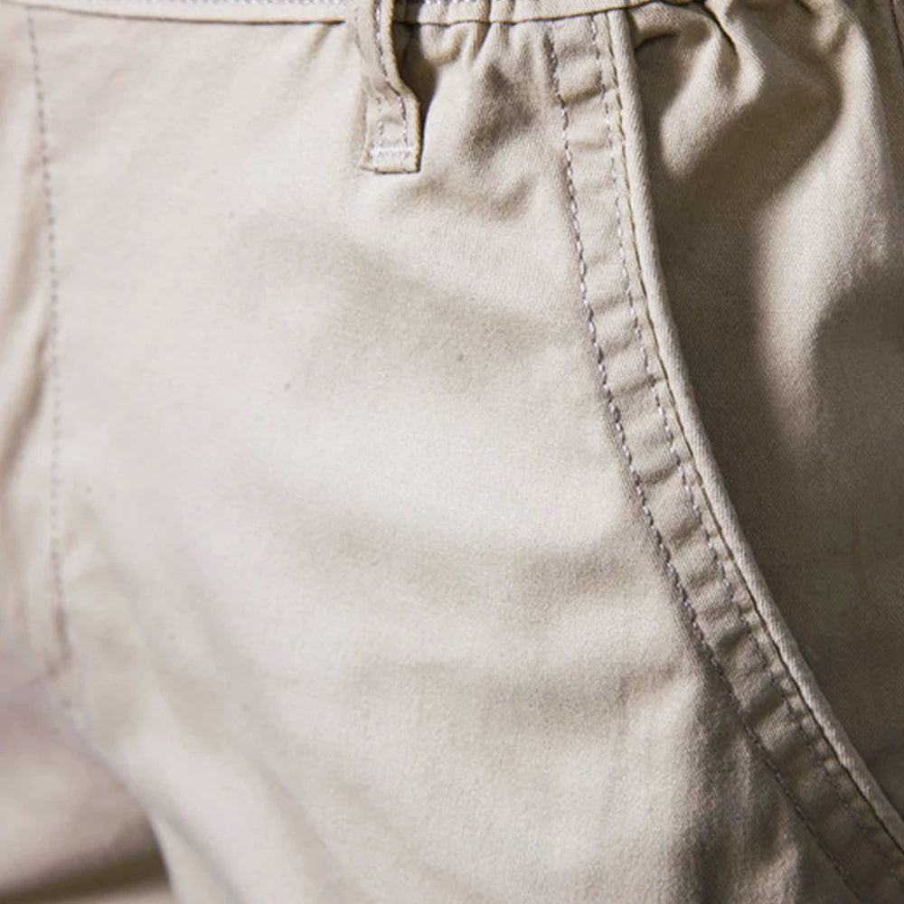 Men's 100% Cotton Elastic Waist Casual Cargo Shorts