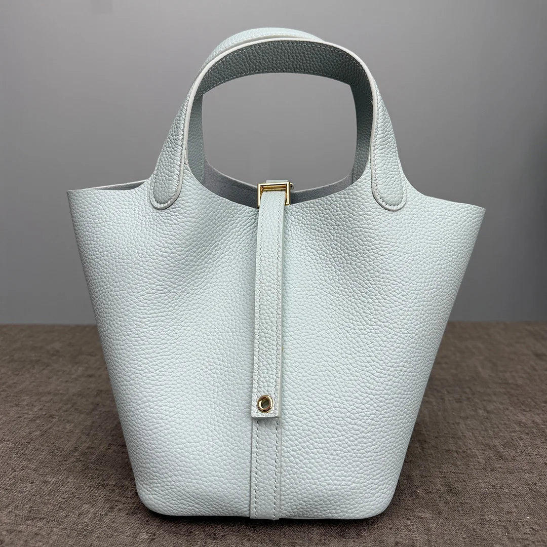Women's Genuine Leather Designer Bucket Handbag (18cm / 22cm)
