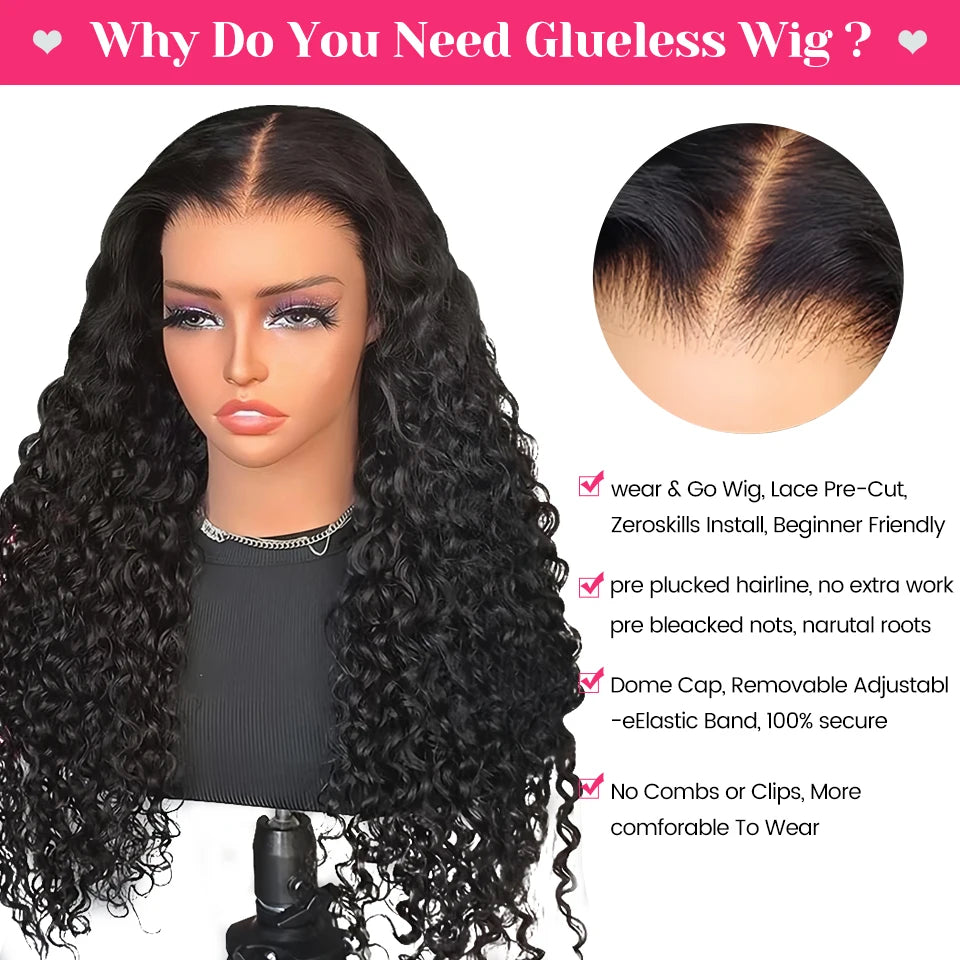 ReadyGo™ 7x5 HD Glueless Mongolian Water Wave Human Hair Wig
