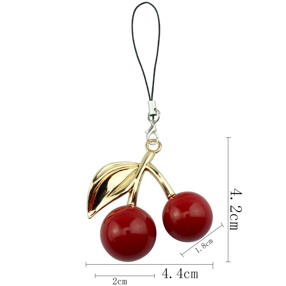 Delicious Red Fruit Crystal Cherry Pendant Keychain | Coach Bag Charm & Jewelry Gift