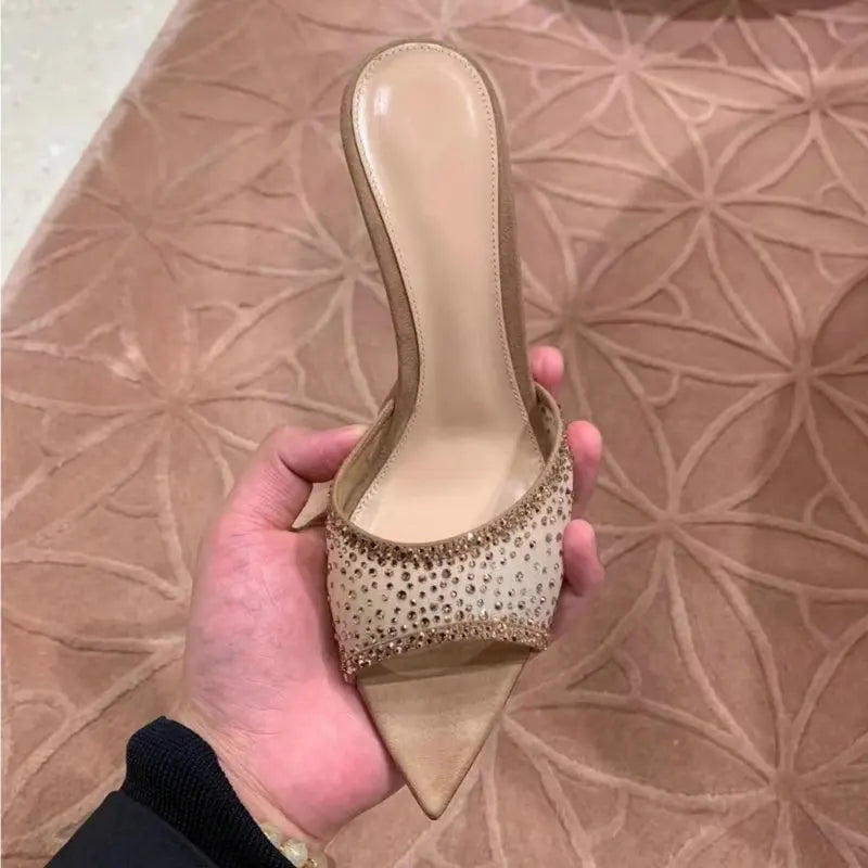 2026 French Style Women's Pointed Open-Toe Stiletto Mules & Summer Outdoor Slides