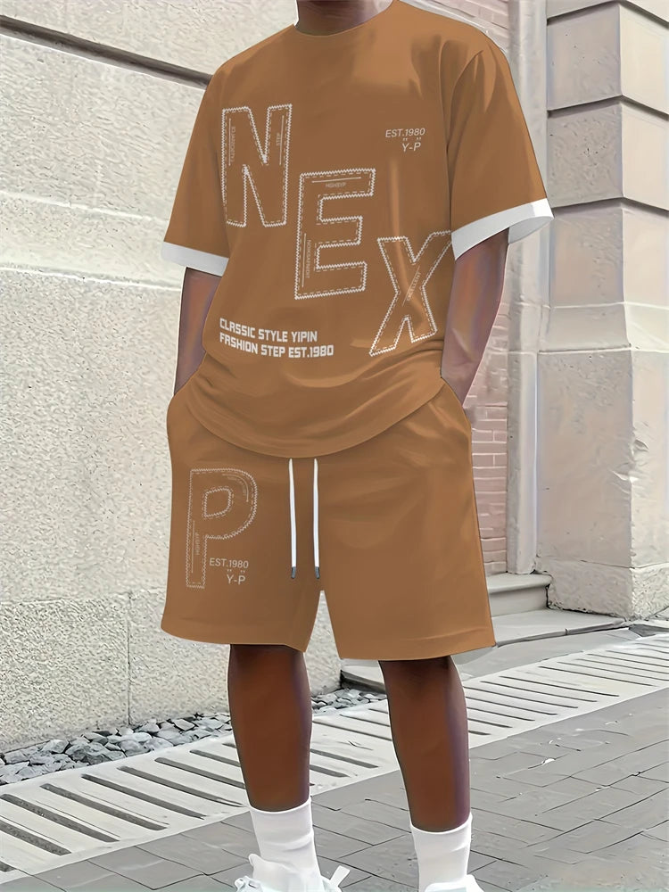 Men's Paisley 3D Print T-Shirt & Drawstring Shorts Set