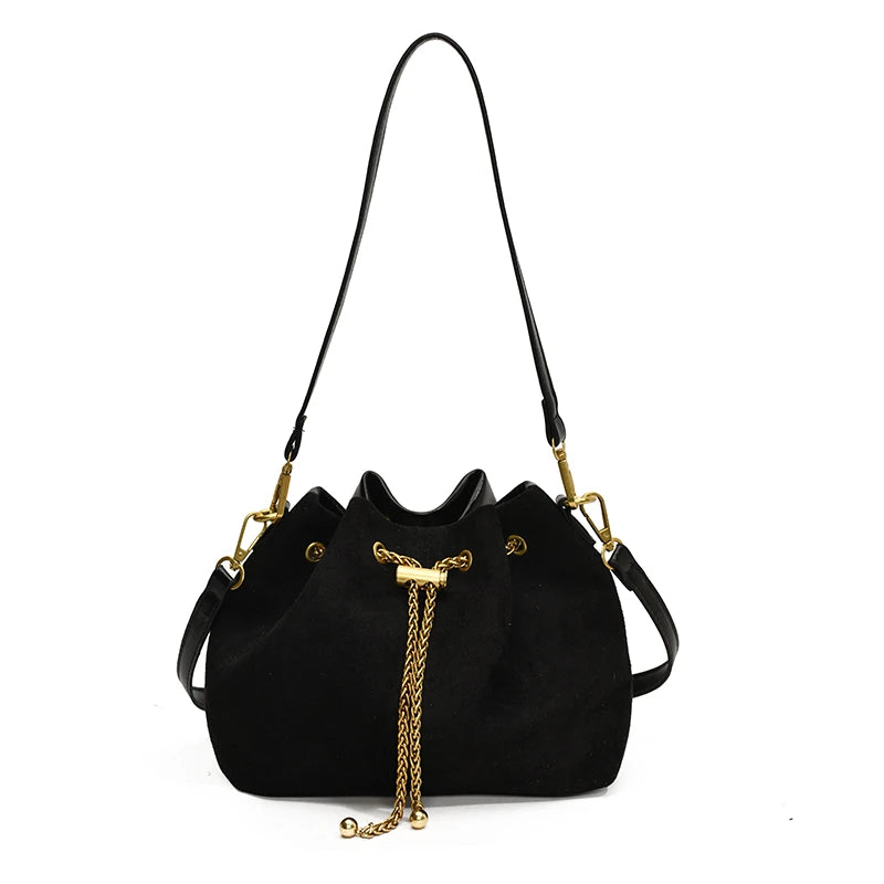 2026 Women's Soft Faux Suede Commuting Crossbody Bag with Quilted Thread Stitching