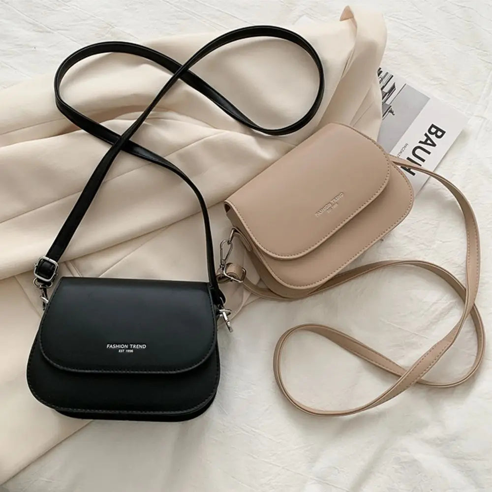 Women's Minimalist Solid Color Saddle Shoulder & Crossbody Flap Bag