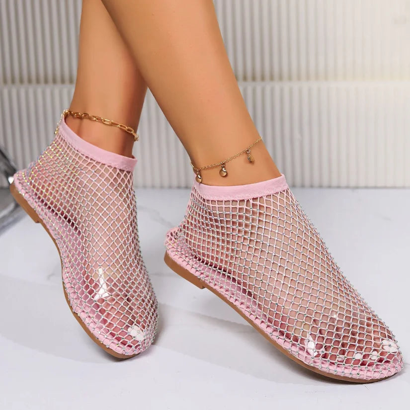 2024 Women's Hollow Rhinestone Flat Boots & Banquet Sandals
