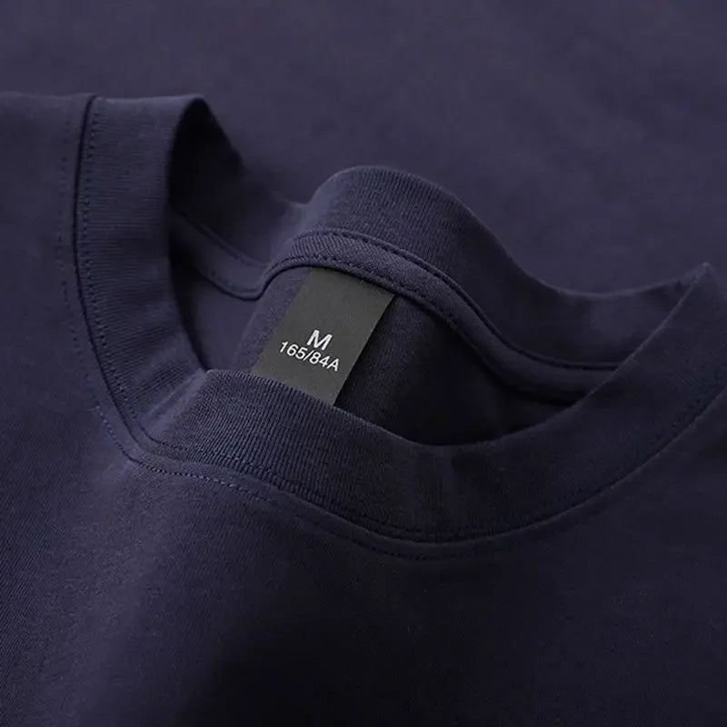 Cotton 600G Heavyweight Pure Cotton Short Sleeved T-shirt for Men and Women Half Sleeved Summer Solid Color Thick Loose T-shirt