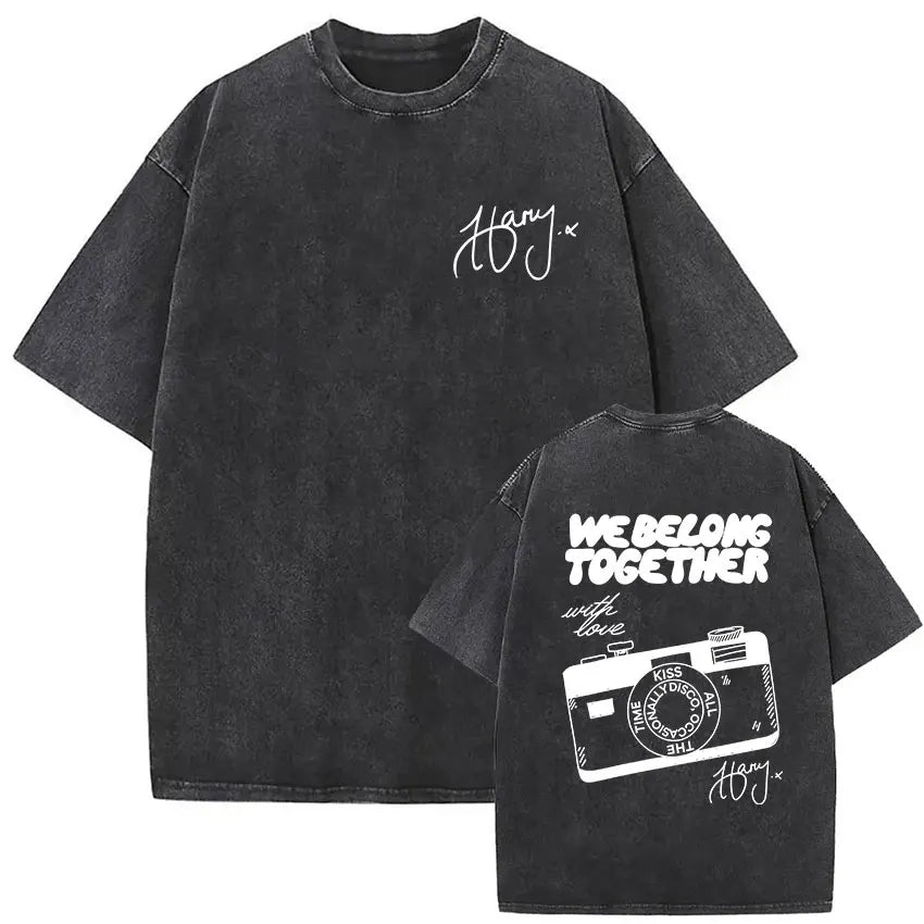 Retro Washed Harry Styles T-shirt Men Women O-Neck Oversized Cotton T Shirt Tops