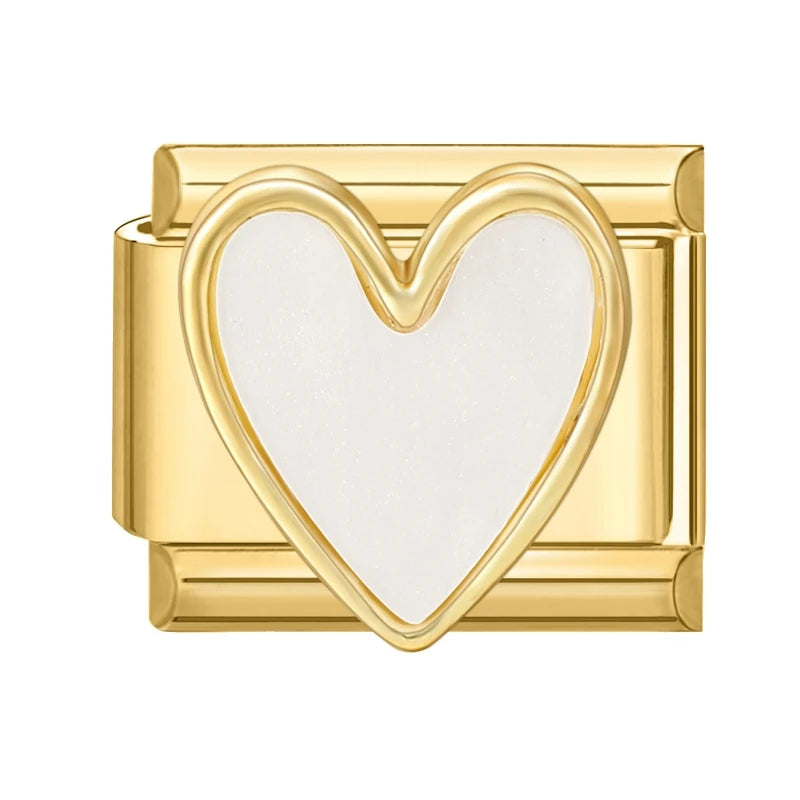 Zircon Heart Bow Butterfly Flowers Gold Color Italian Charm Links Fit 9MM Stainless Steel Bracelet Women Men DIY Making Jewelry