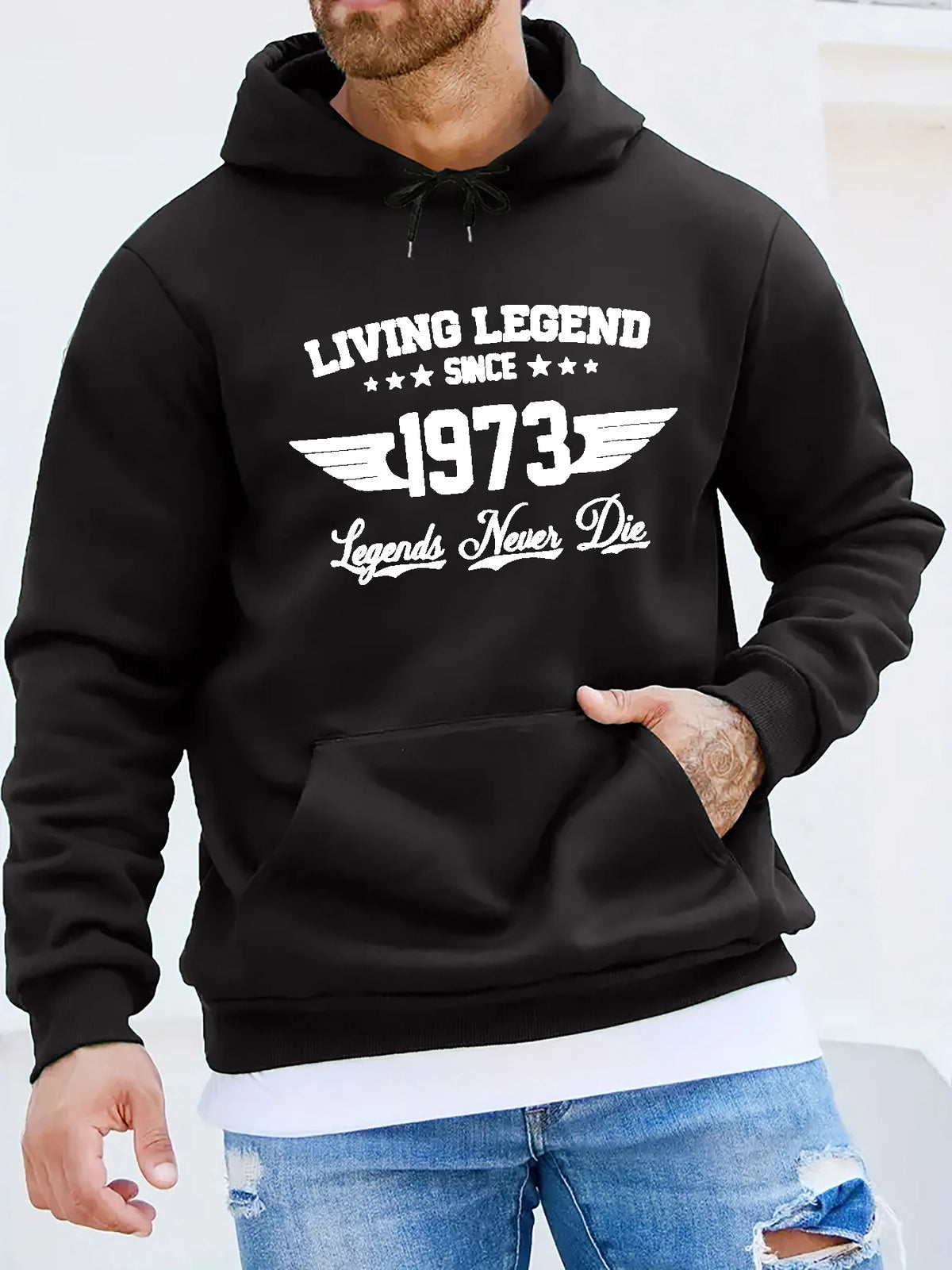 Men’s Retro 1973 Graphic Hoodie – Loose Fit Fall/Winter Fleece Pullover