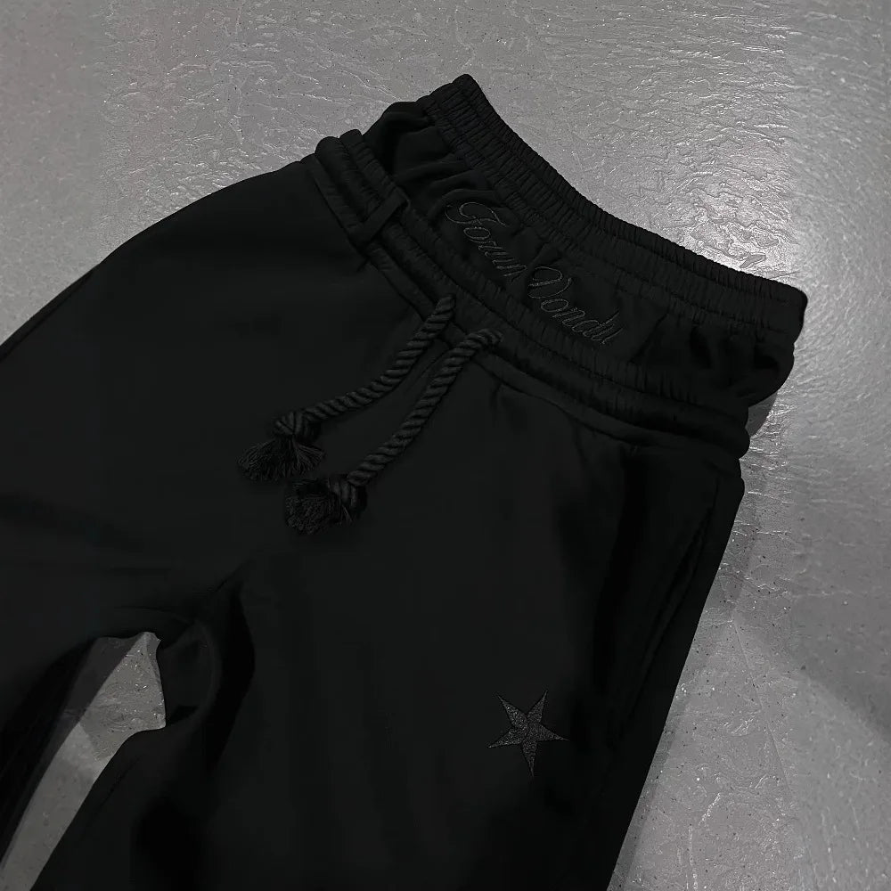 Men's Y2K Harajuku Double-Waisted Letter Embroidered Sweatpants