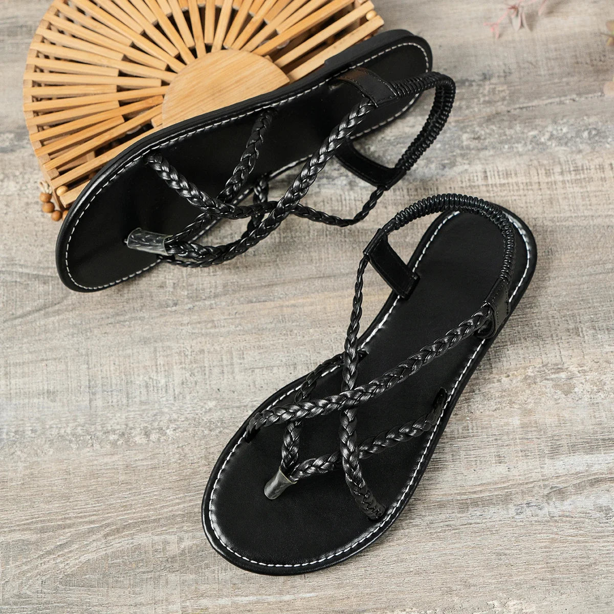 SoleVacay™ Woven Hollow Clip-Toe Flat Sandals – Summer Beach & Casual Slides
