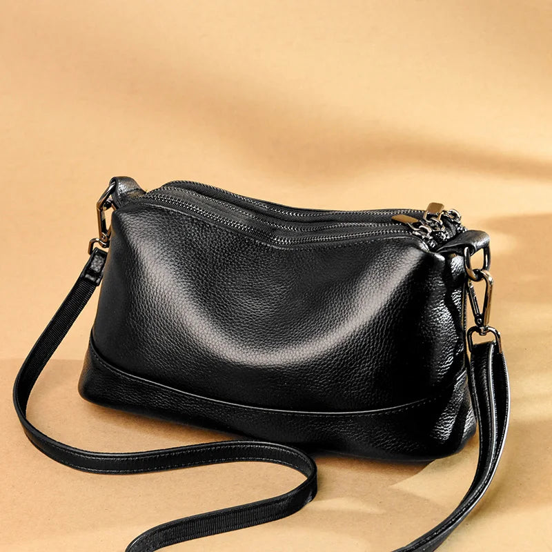 Women's Luxury Genuine Cowhide Leather Messenger & Shoulder Bag
