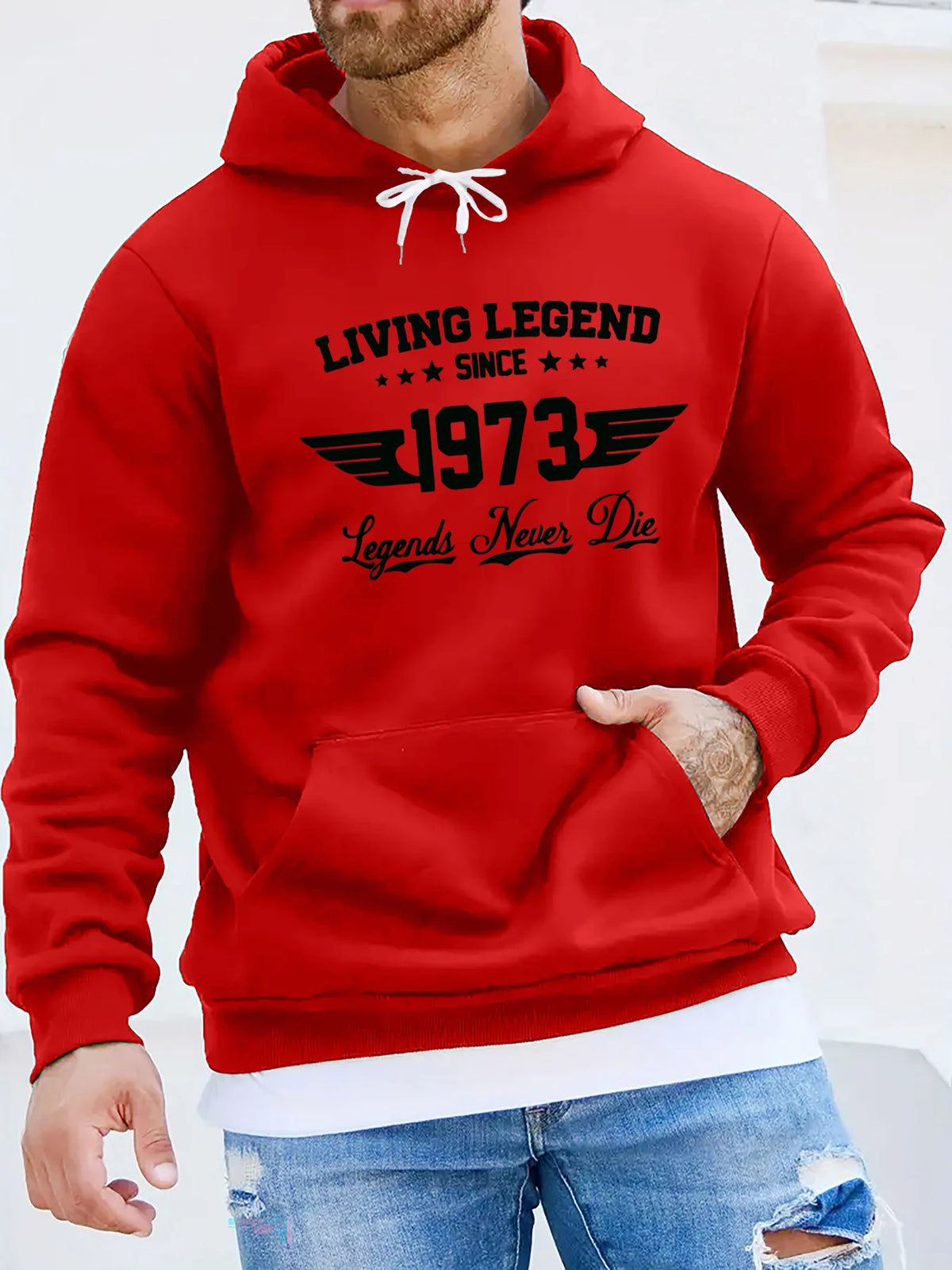 Men’s Retro 1973 Graphic Hoodie – Loose Fit Fall/Winter Fleece Pullover