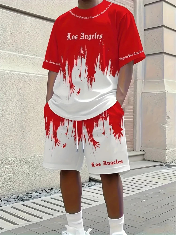 Men's Paisley 3D Print T-Shirt & Drawstring Shorts Set
