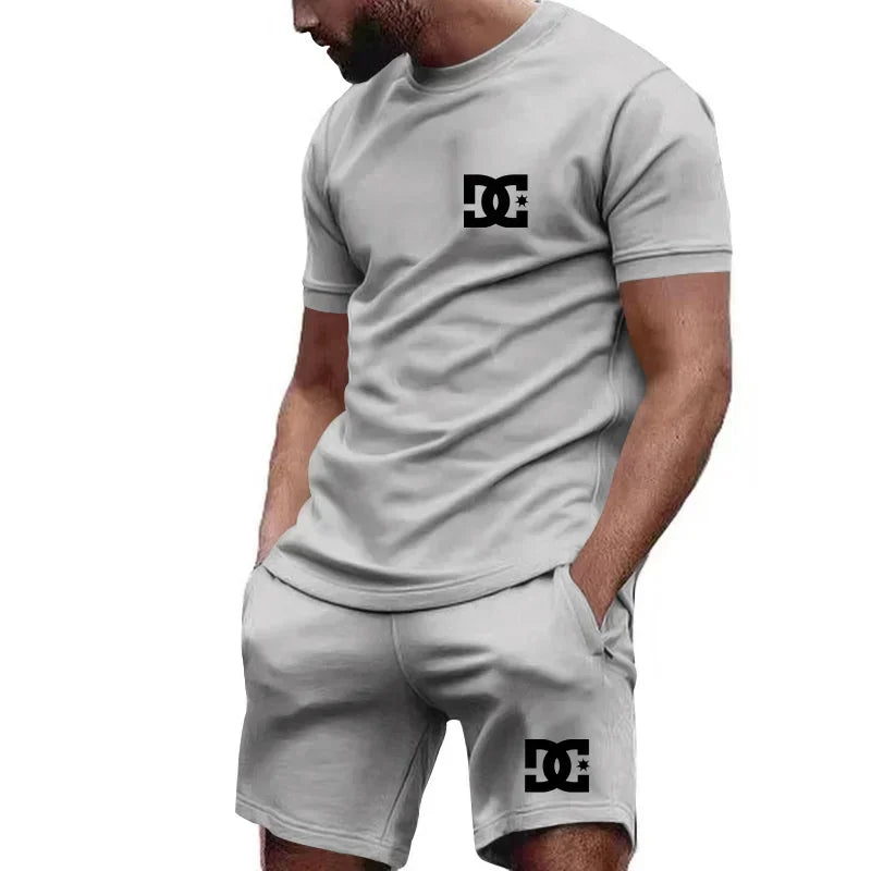 Men's Summer Two-Piece Short-Sleeve T-Shirt & Breathable Shorts Set