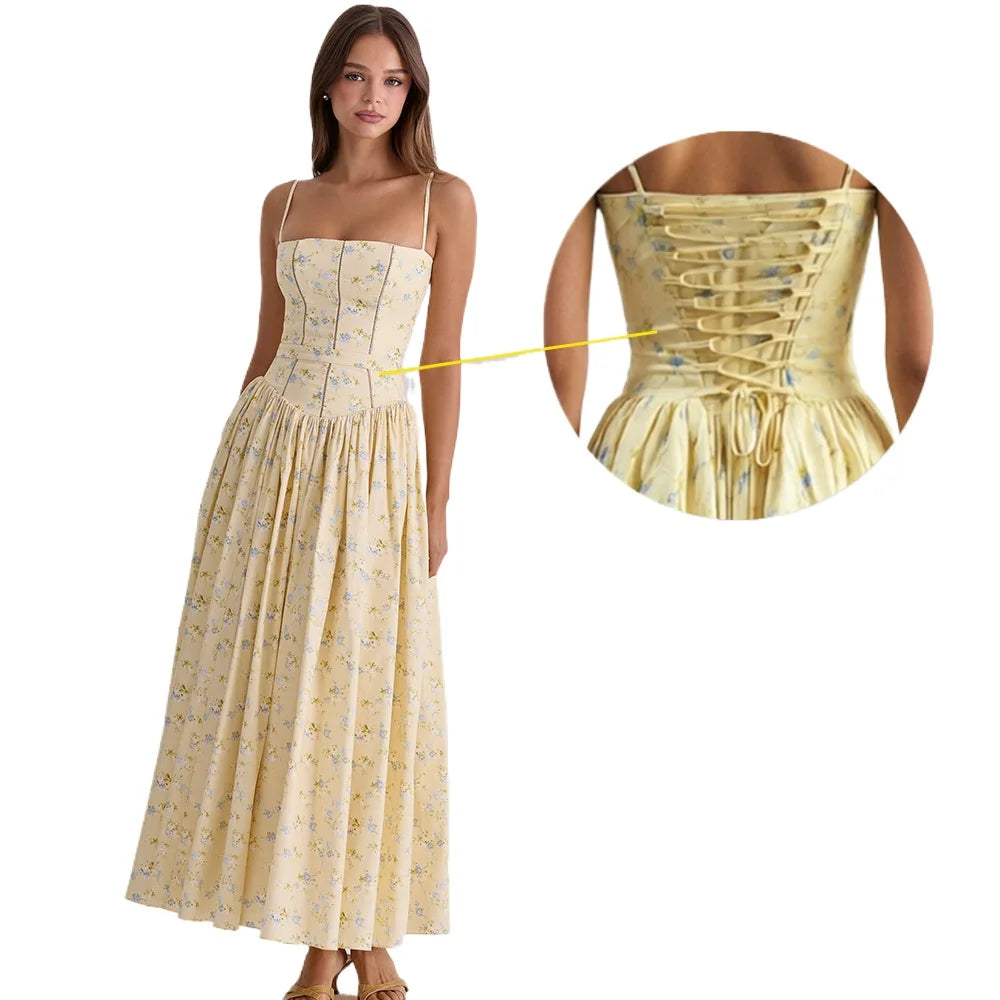 Suninheart Summer Clothes for Women Midi Elegant Dress 2025 New Arrivals White Floral Print Holiday Dress
