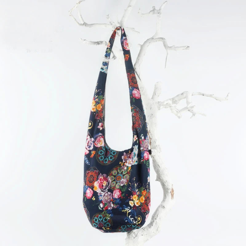Women's Bohemian Thai Cotton Sling Hobo Bag with Free Gift