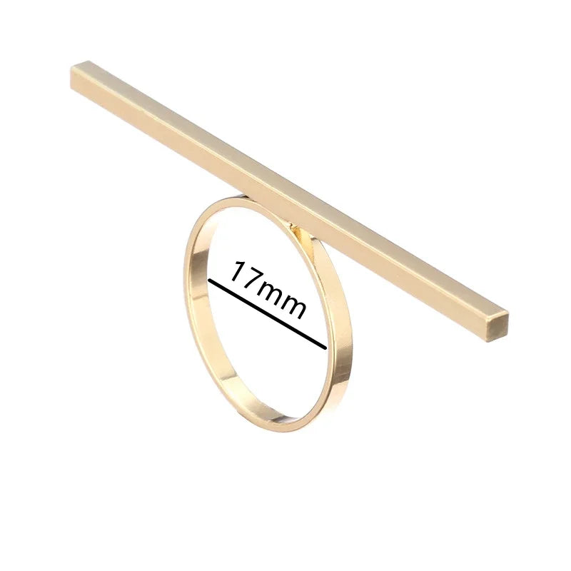 Geometric Ring Gold Silver Color Long Strip Minimalist Modern Stackable Ring for Women Birthday Gift Wedding