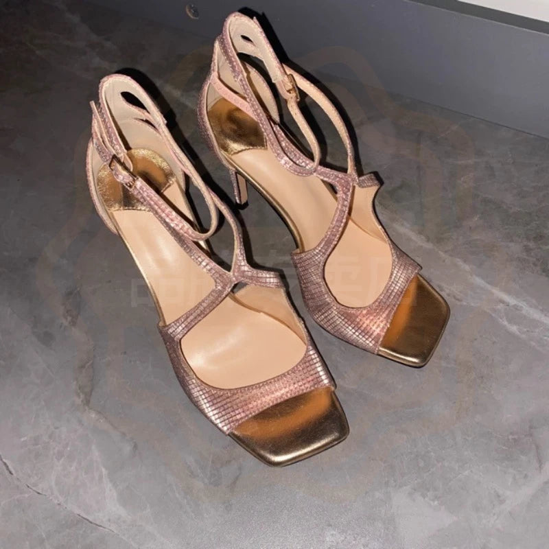 Exquisite Women's Peep-Toe Ultra-High Heel Sandals | Designer Runway Party Shoes
