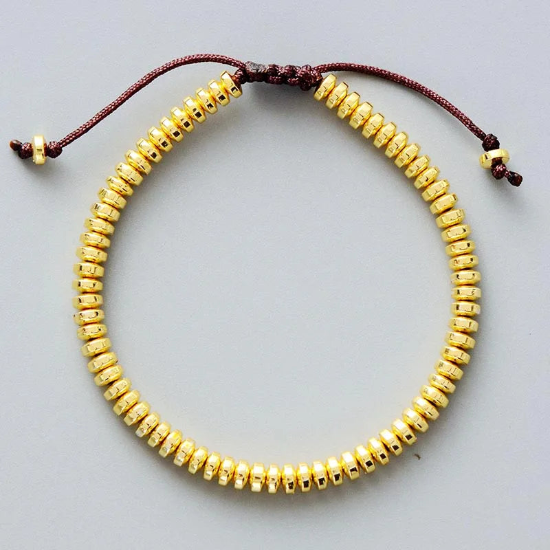 Unisex Gold-Plated Beaded Adjustable Friendship & Couple Bracelet