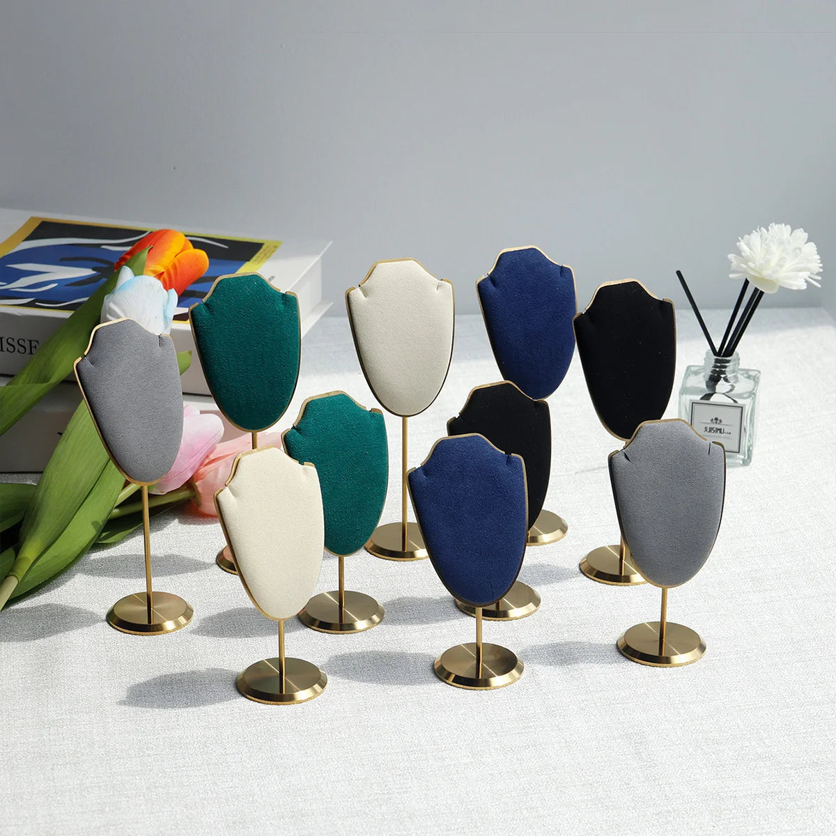 Mini Necklace Display Stand & Velvet Jewelry Bust Rack
