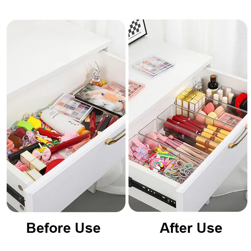 Clear Acrylic Desktop Cosmetic Organizer & Layered Makeup Storage Box