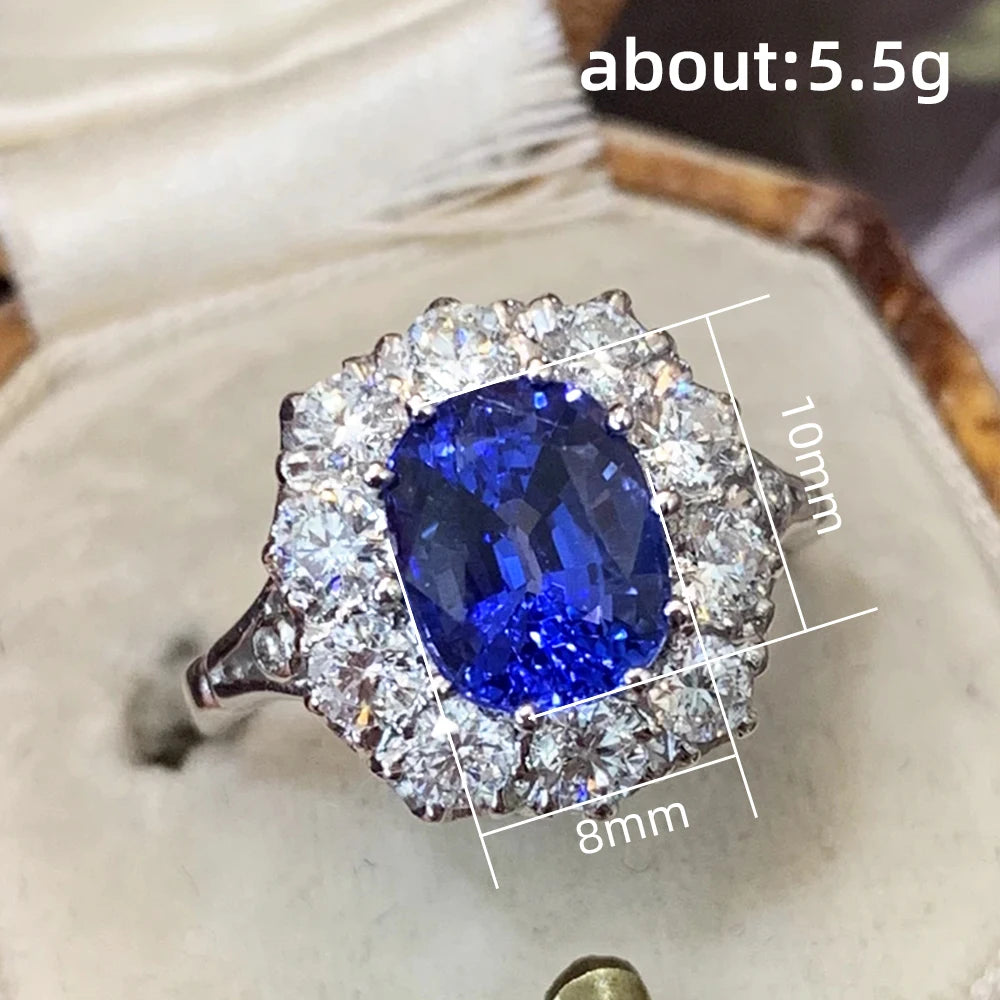 Women's Blue Cubic Zirconia Cushion-Cut Statement Ring
