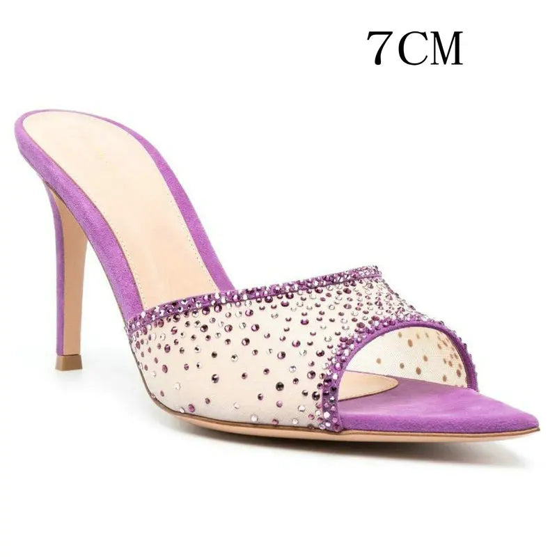 2026 French Style Women's Pointed Open-Toe Stiletto Mules & Summer Outdoor Slides