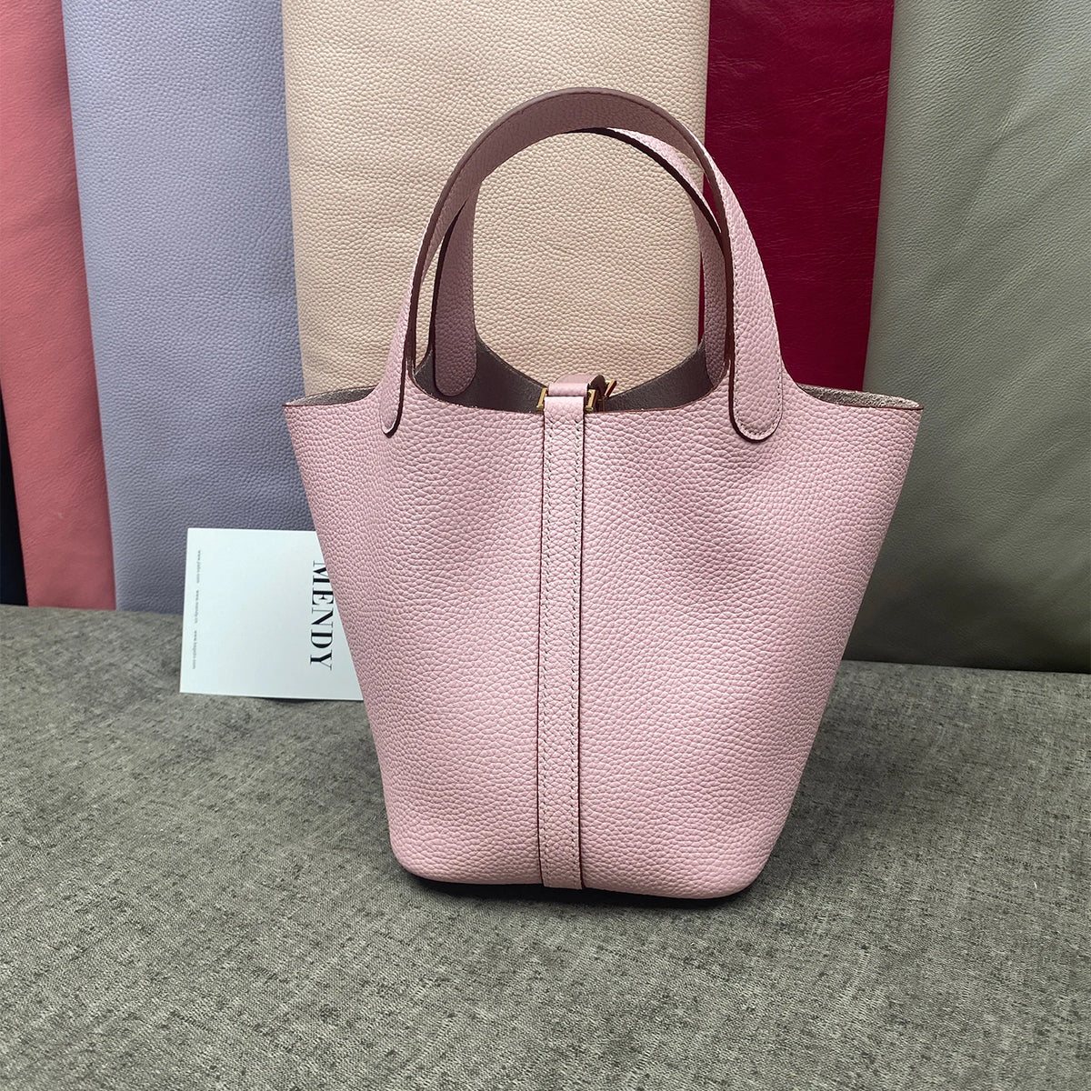 Women's Genuine Leather Designer Bucket Handbag (18cm / 22cm)