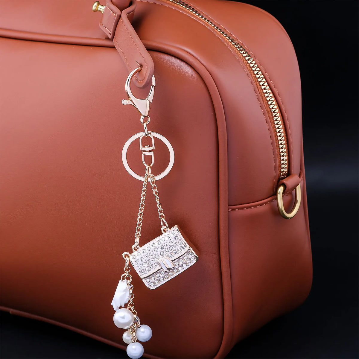 Fashion Crystal Bag-Shape & Flower Rhinestone Keychain & Bag Charm