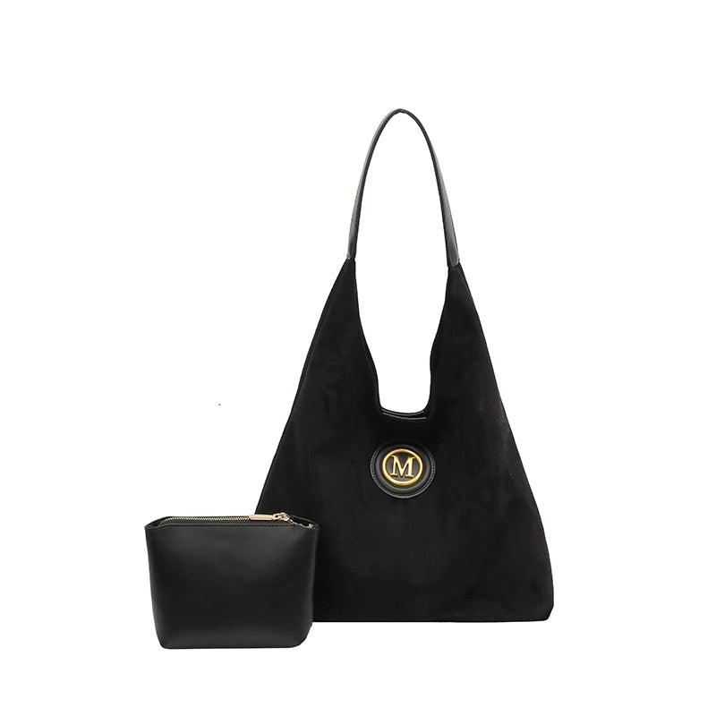Women's Faux Suede Large Capacity Shoulder Tote Bag